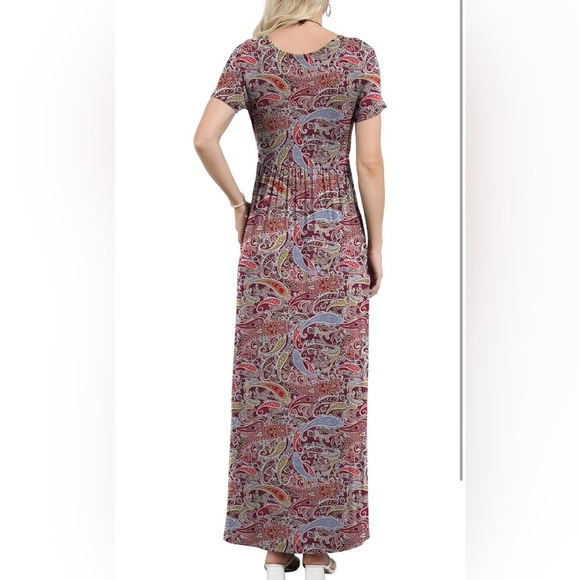 EUOVMY Women's Short Sleeve Loose Plain Maxi Dresses (061) - Picture 3 of 5